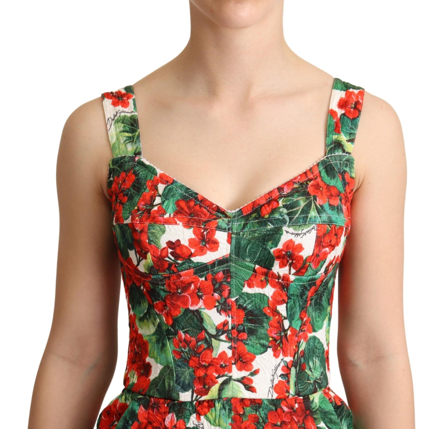 Dolce &amp; Gabbana Red Geranium Print Shorts Jumpsuit Dress