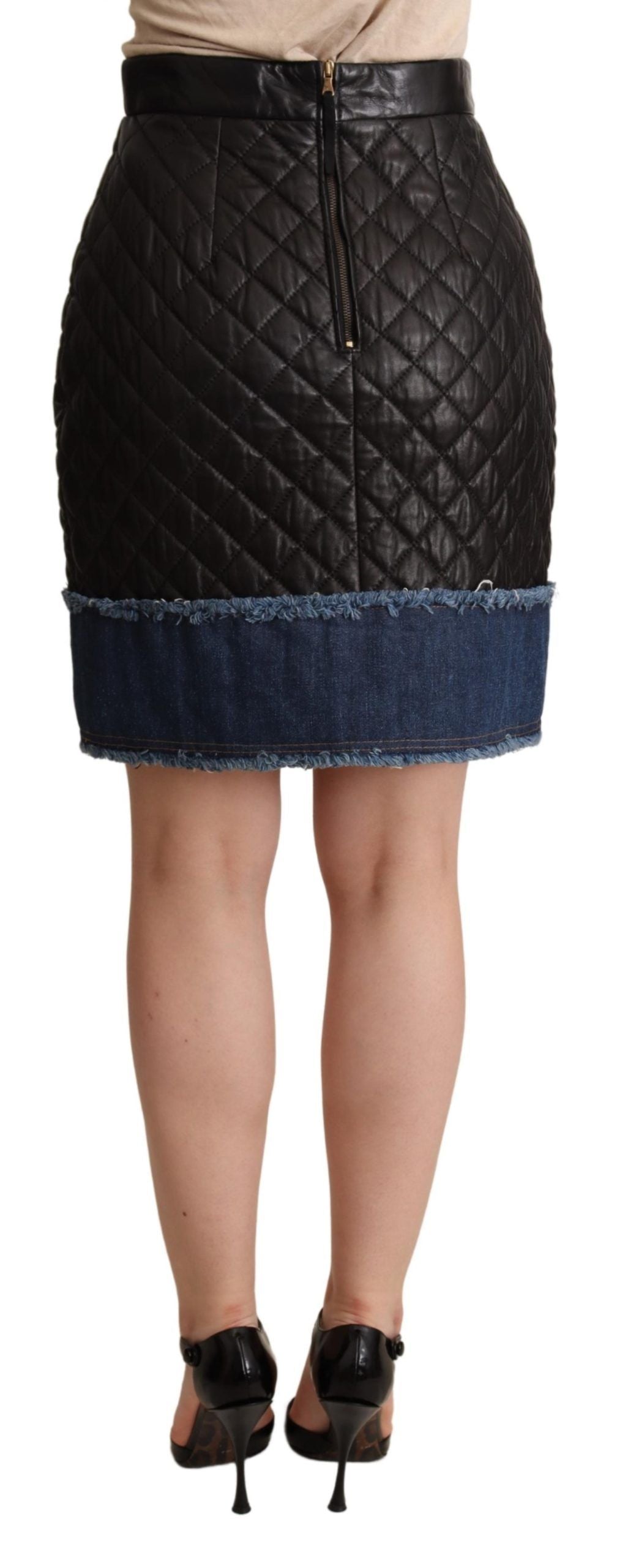 Dolce &amp; Gabbana Black Quilted Leather Mini Skirts