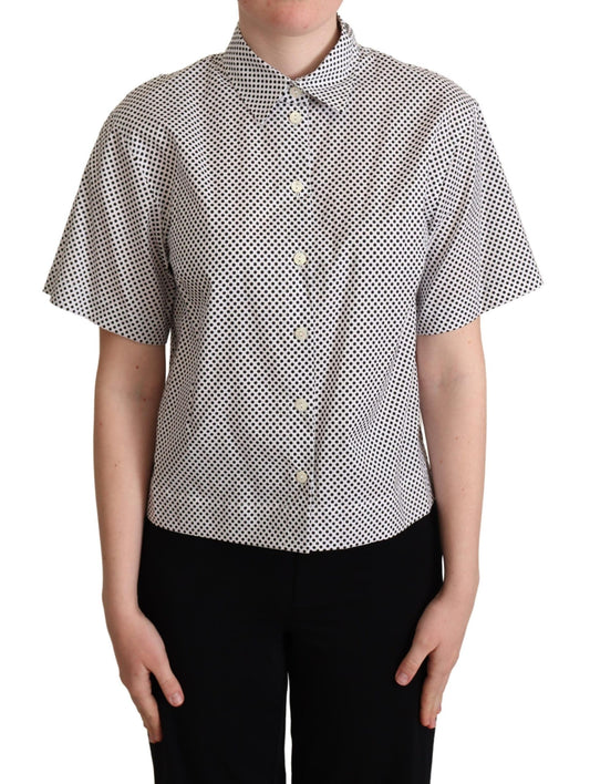 Dolce &amp; Gabbana Black Polka Dot Collared Shirt White