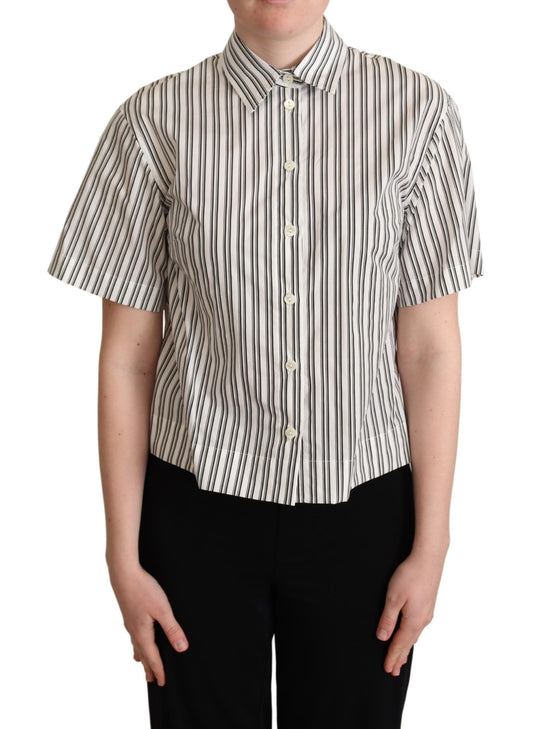 Dolce &amp; Gabbana White Black Striped Shirt Blouse Top