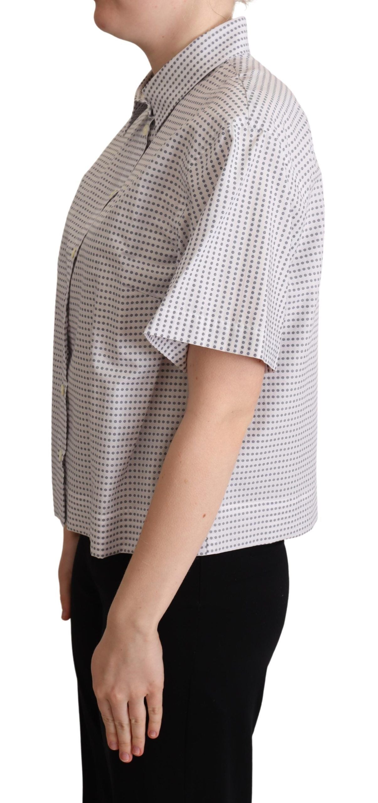 Dolce &amp; Gabbana White Polka Dots Collared Blouse Shirt