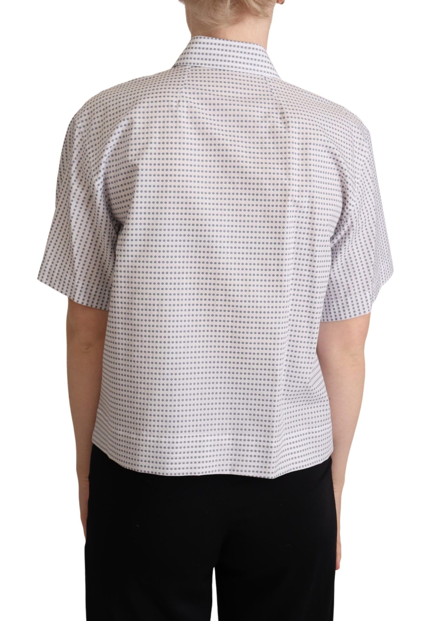 Dolce &amp; Gabbana White Polka Dots Collared Blouse Shirt