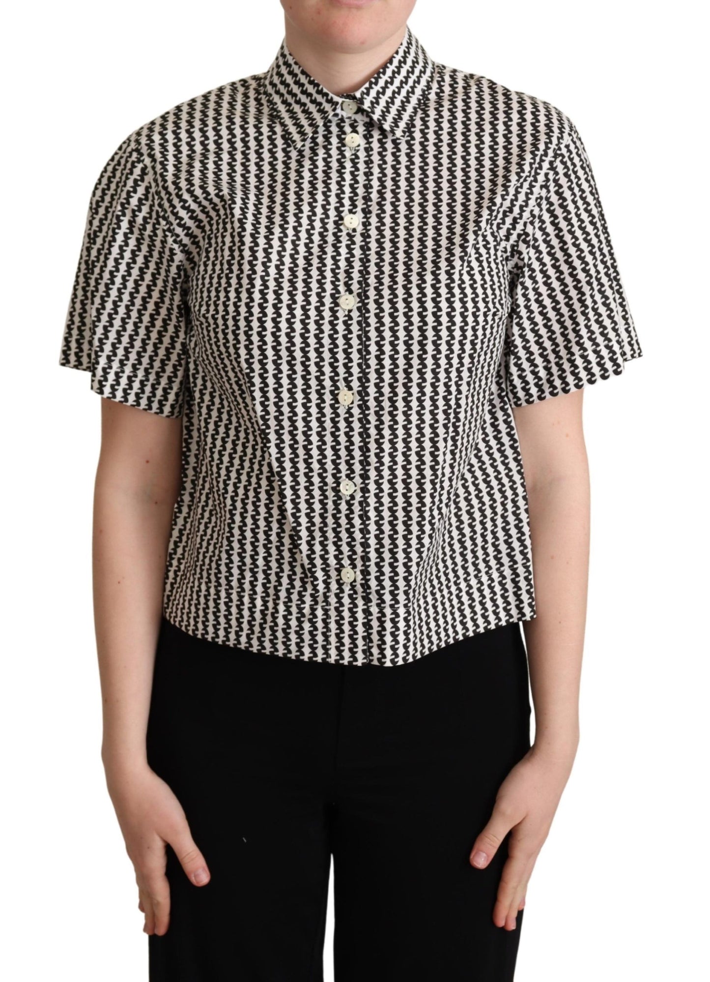 Dolce &amp; Gabbana White Black Fantasy Pattern Shirt