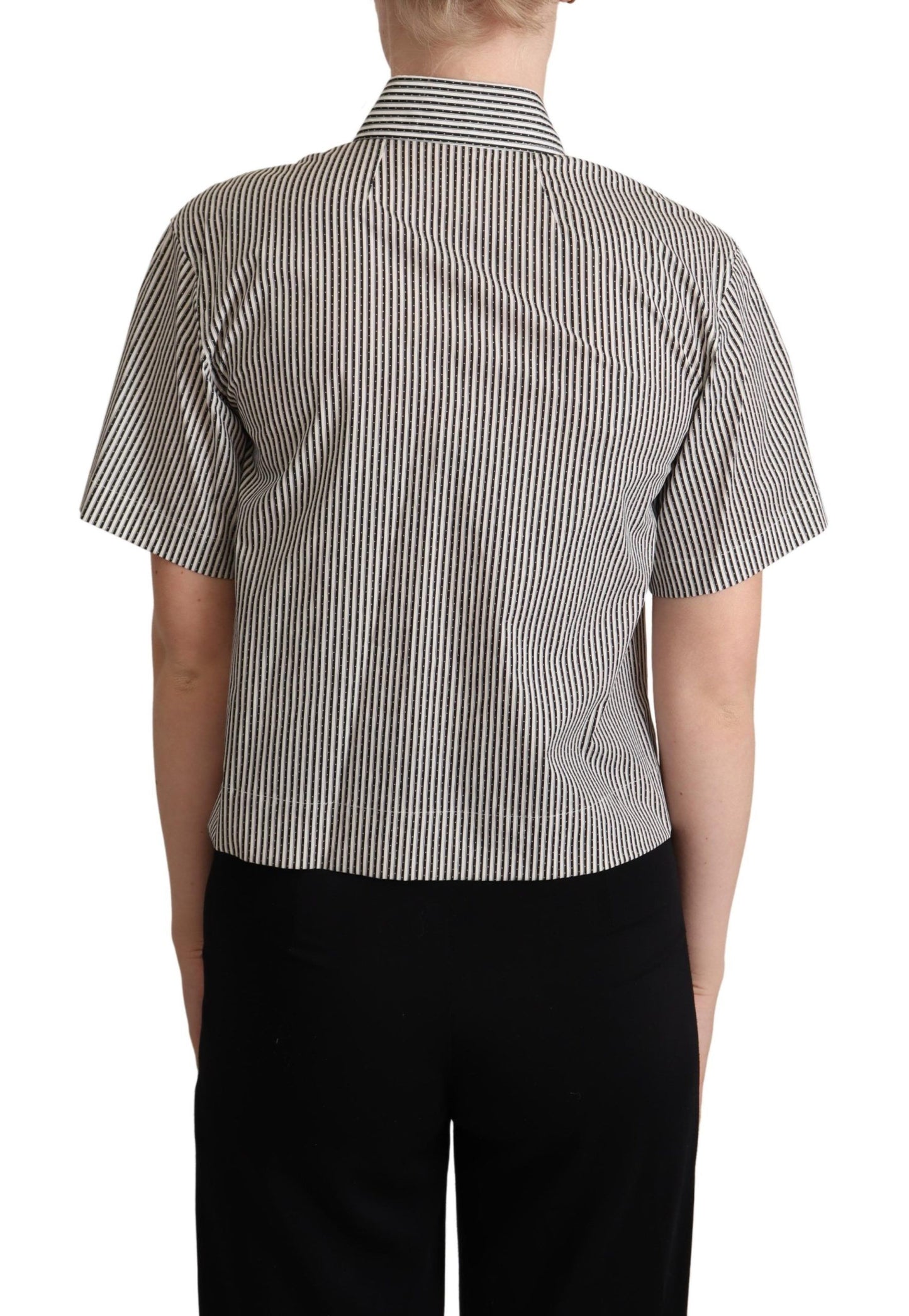 Dolce &amp; Gabbana White Black Striped Cotton Shirt