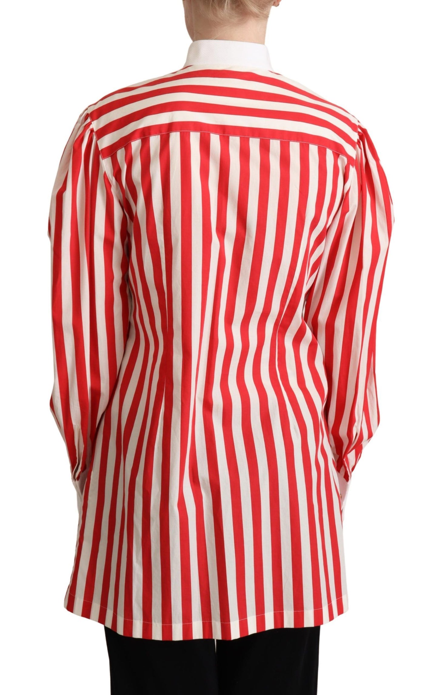 Dolce &amp; Gabbana Red White Striped Long Sleeves Formal Shirt