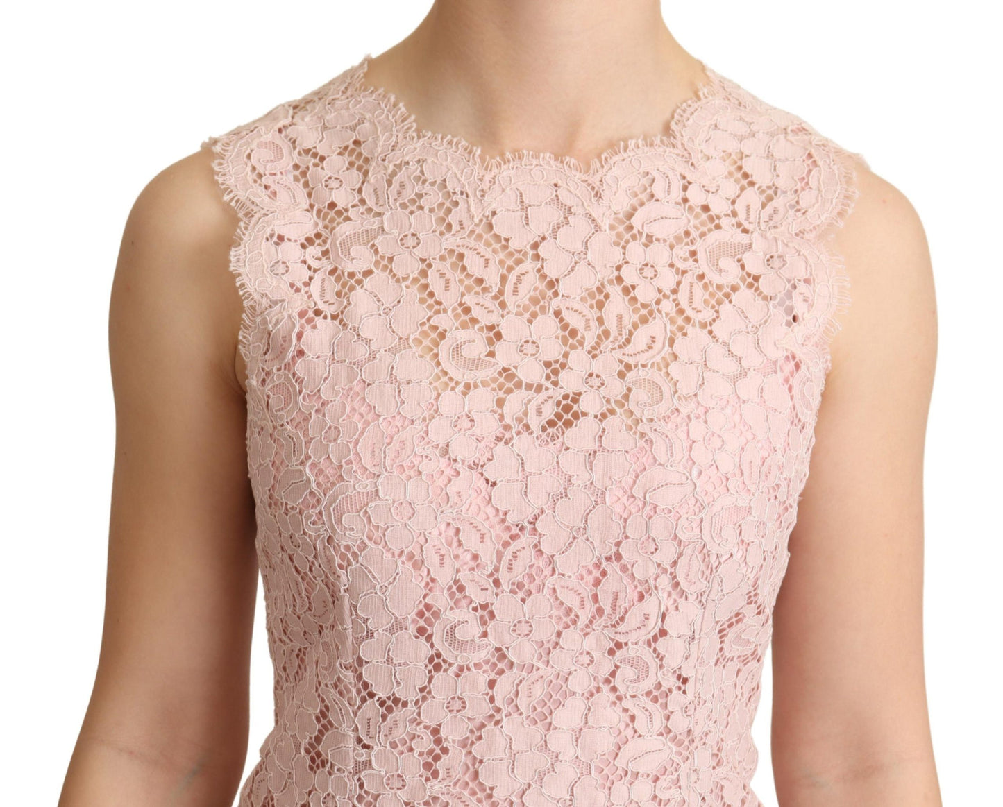 Dolce &amp; Gabbana Pink Floral Lace na walang manggas na Tank Blouse Top