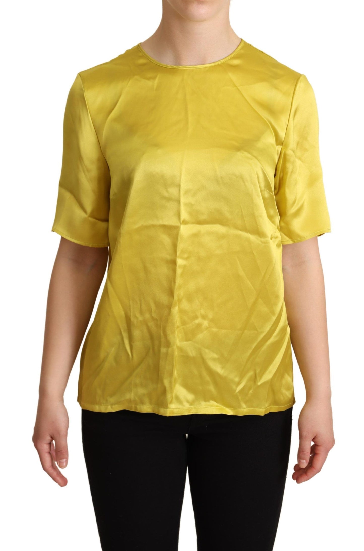 Dolce &amp; Gabbana Yellow Silk Short Sleeve Blouse T-shirt