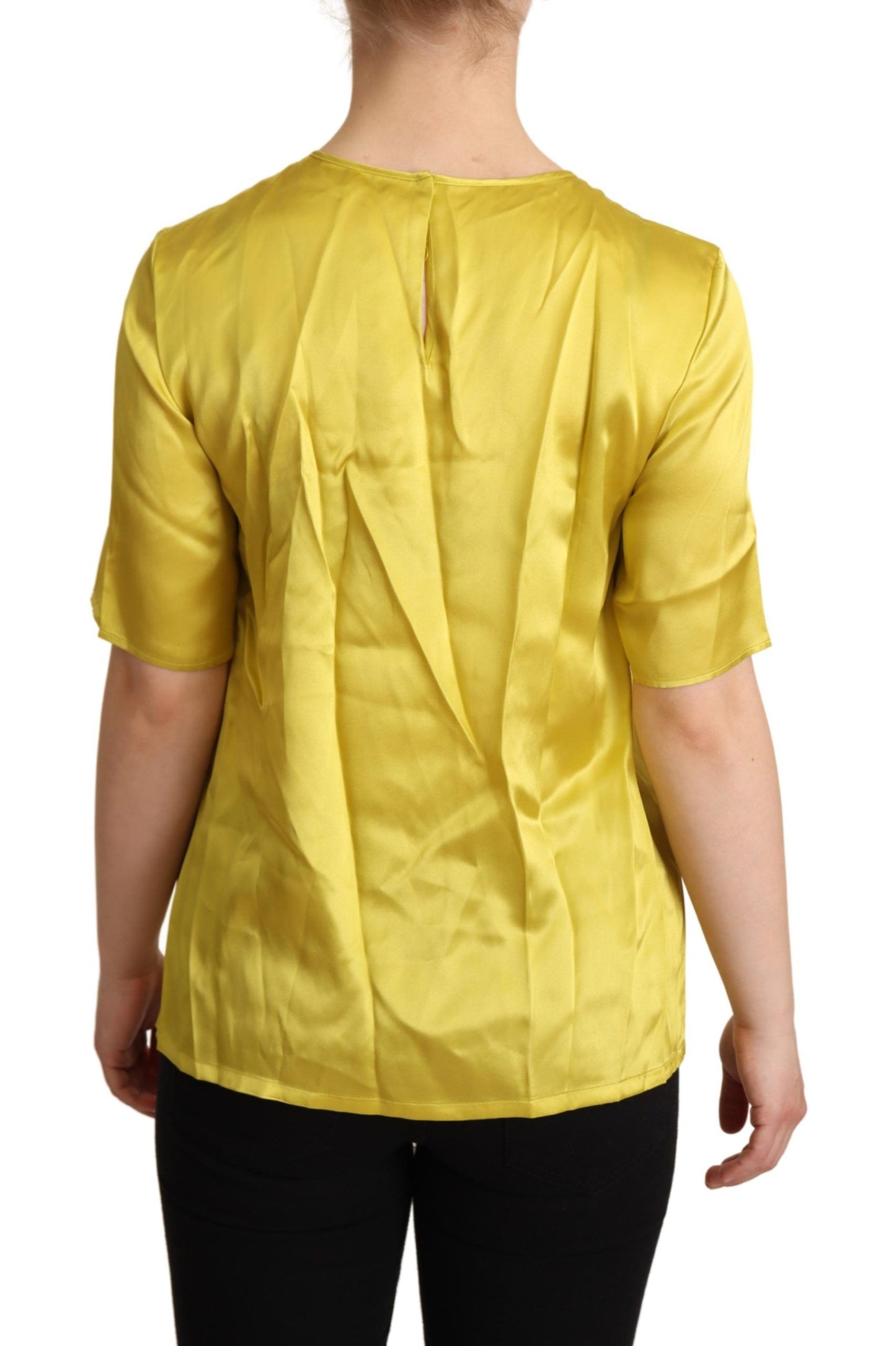 Dolce &amp; Gabbana Yellow Silk Short Sleeve Blouse T-shirt