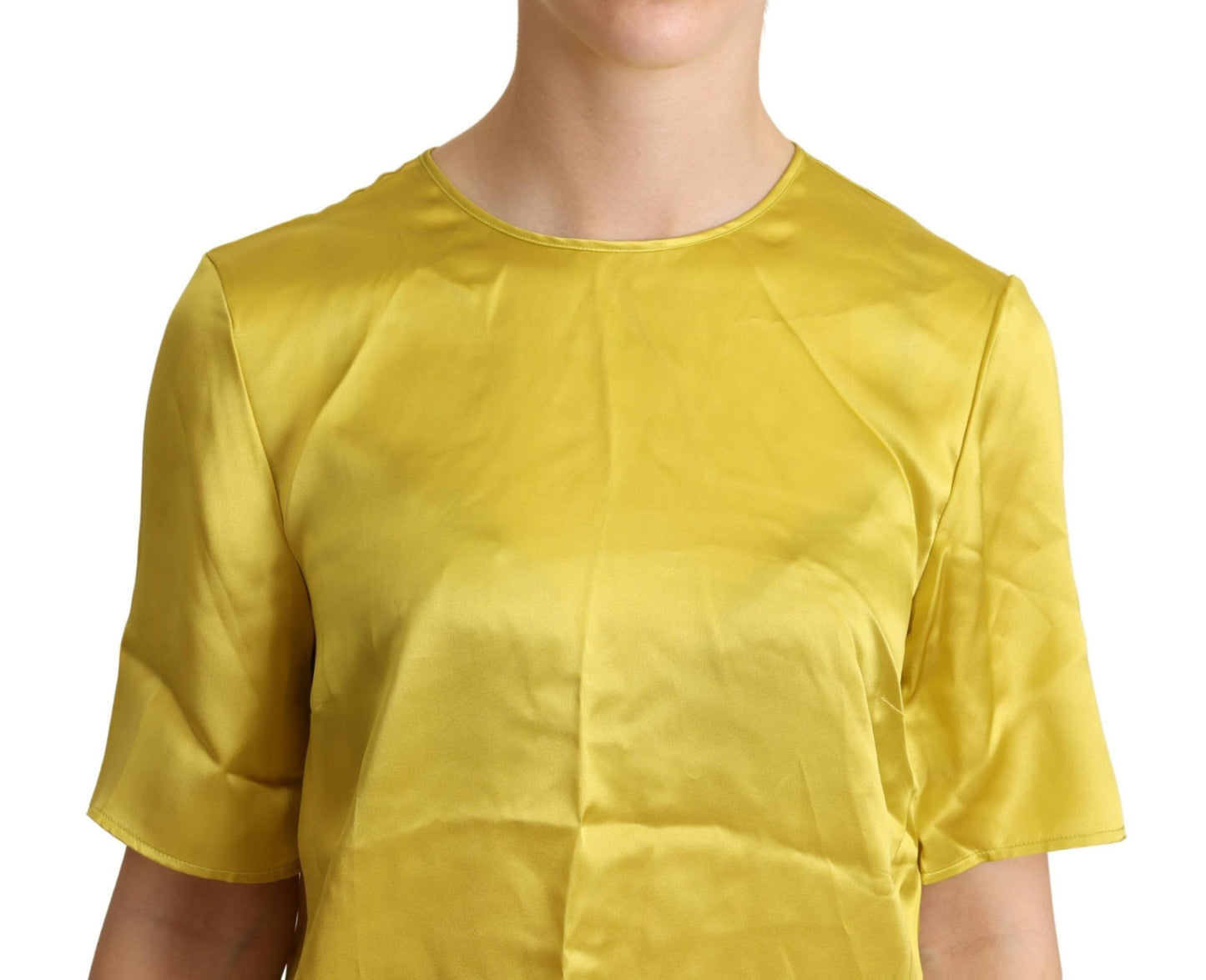 Dolce &amp; Gabbana Yellow Silk Short Sleeve Blouse T-shirt