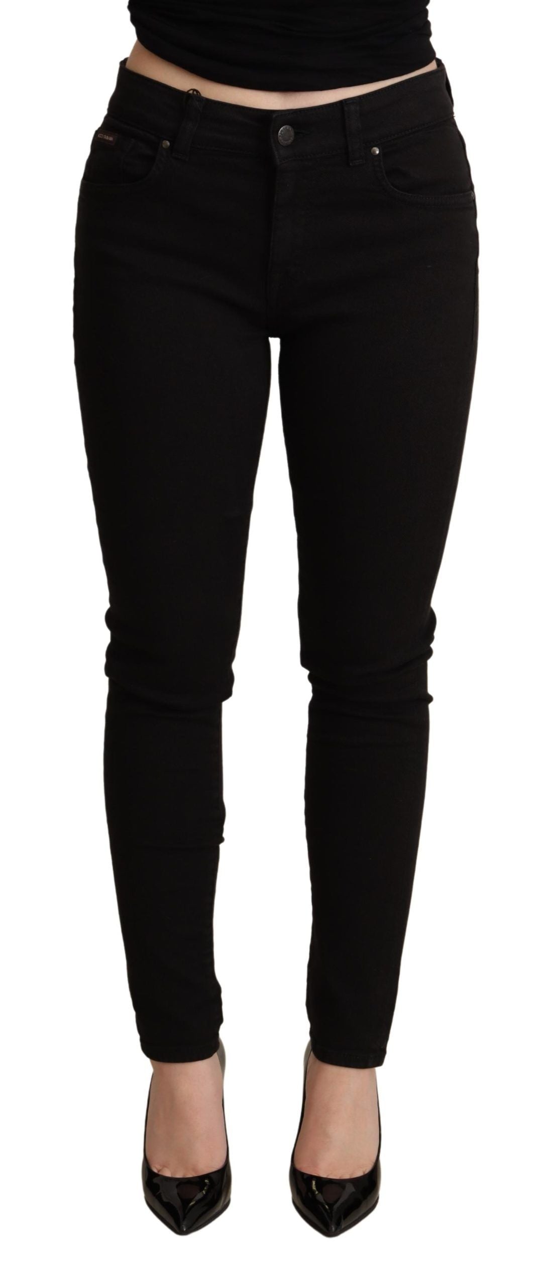 Dolce & Gabbana Elegant Black Mid-Waist Skinny Jeans