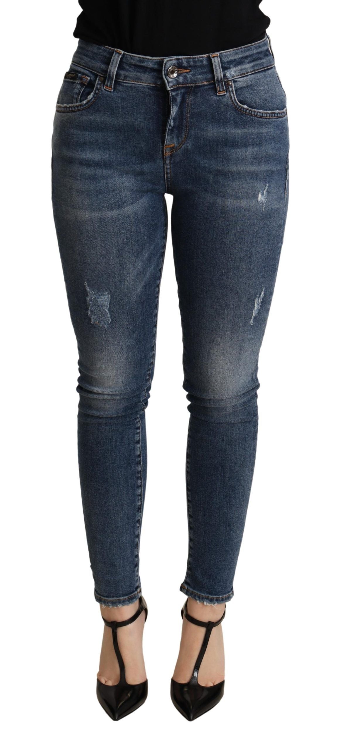 Dolce &amp; Gabbana Blaue Skinny-Denim-Baumwoll-Stretch-Hosenjeans