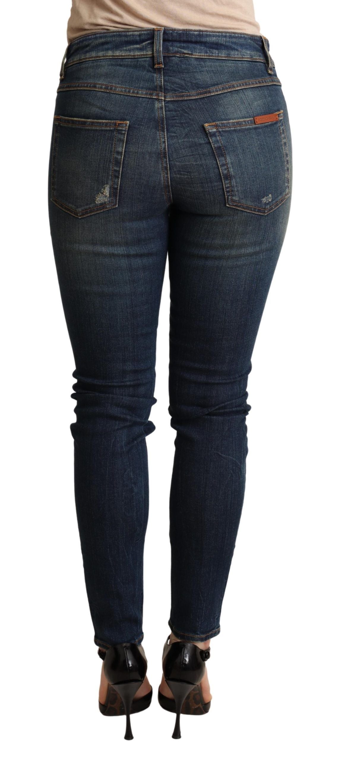 Dolce &amp; Gabbana Dunkelblaue Skinny-Denim-Baumwoll-Stretch-Jeans