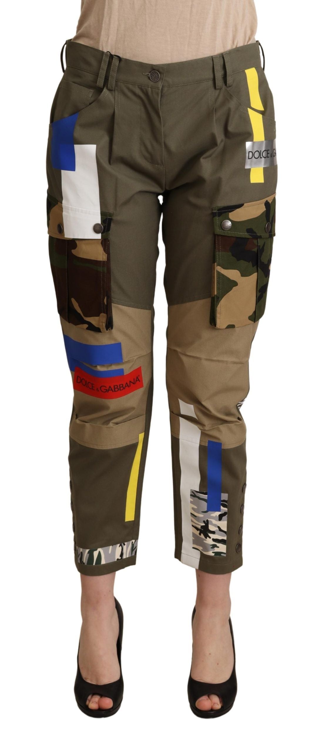 Dolce &amp; Gabbana Grüne Militär-Cargohose aus Baumwolle