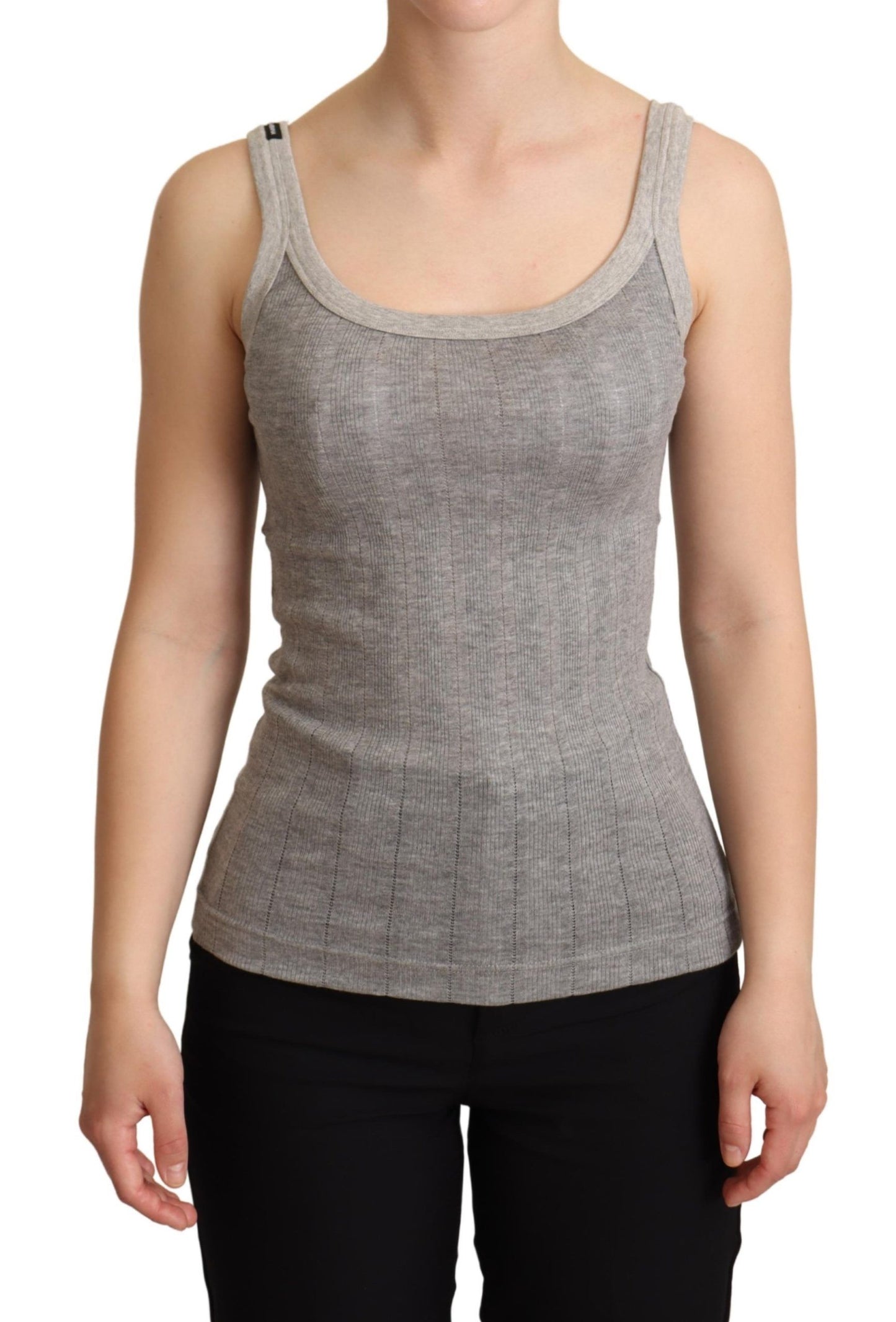 Dolce &amp; Gabbana Grey Cotton Modal Canotta Tank Top T-shirt