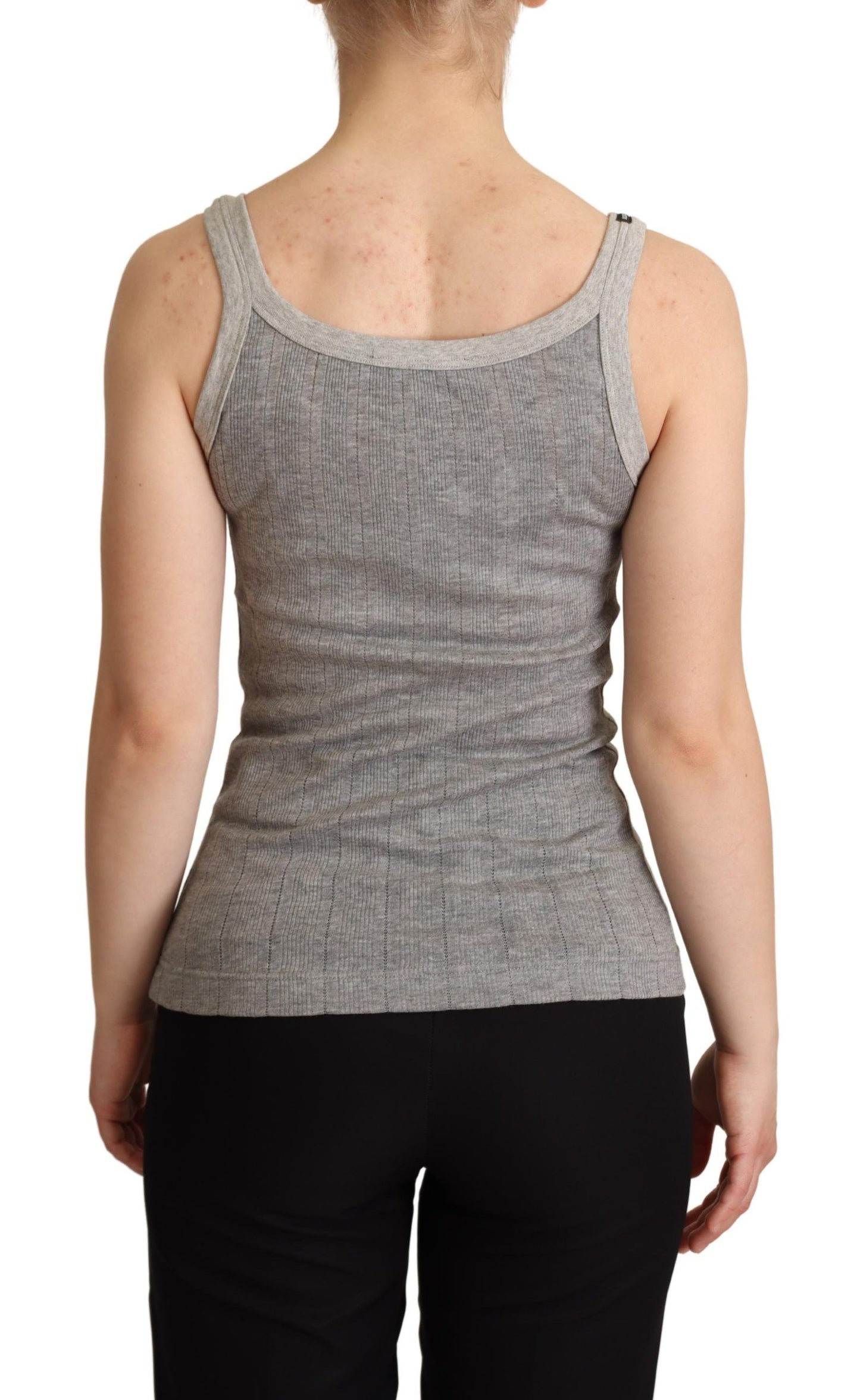 Dolce &amp; Gabbana Grey Cotton Modal Canotta Tank Top T-shirt