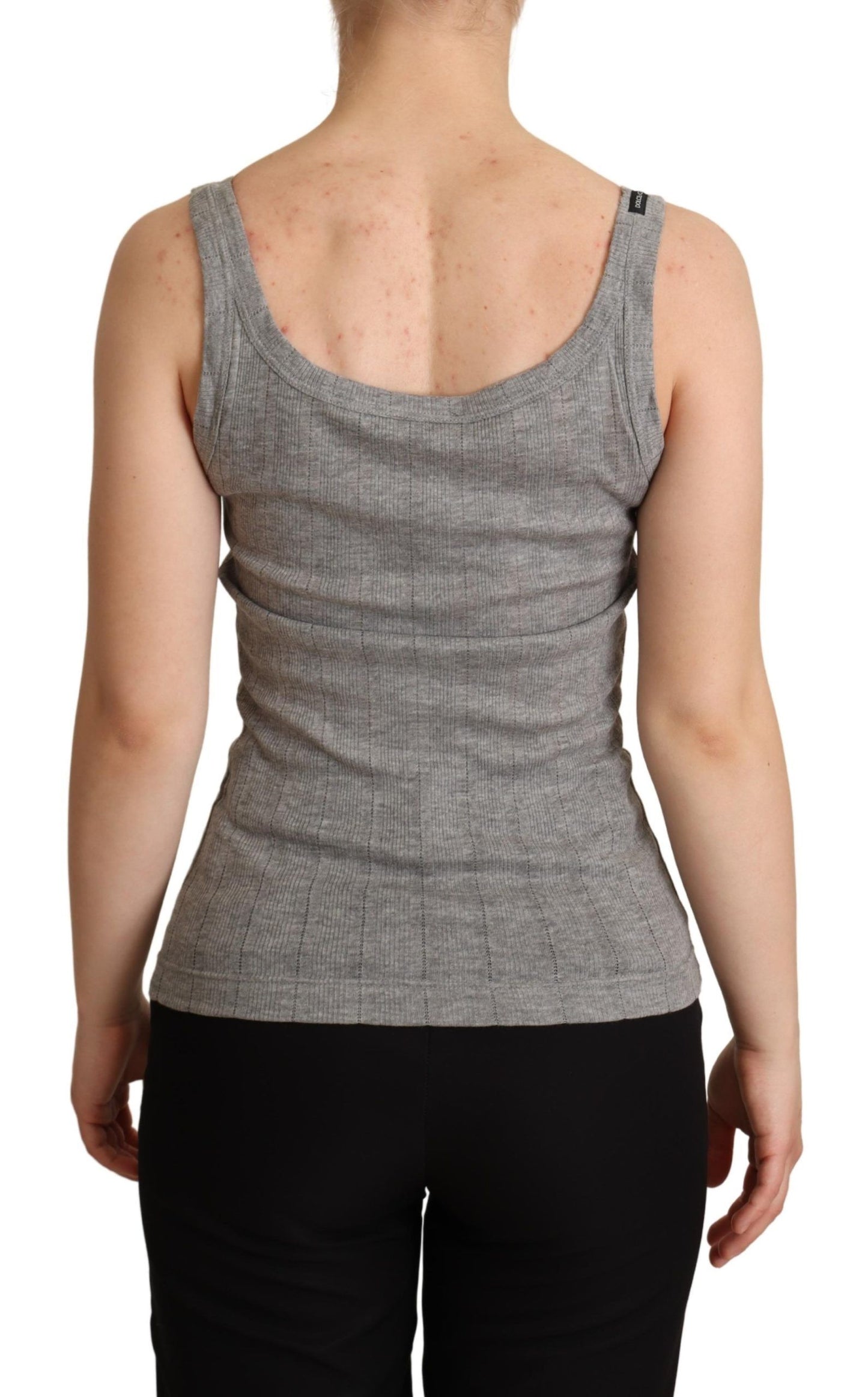 Dolce &amp; Gabbana Grey Cotton Modal Canotta Tank Top T-shirt