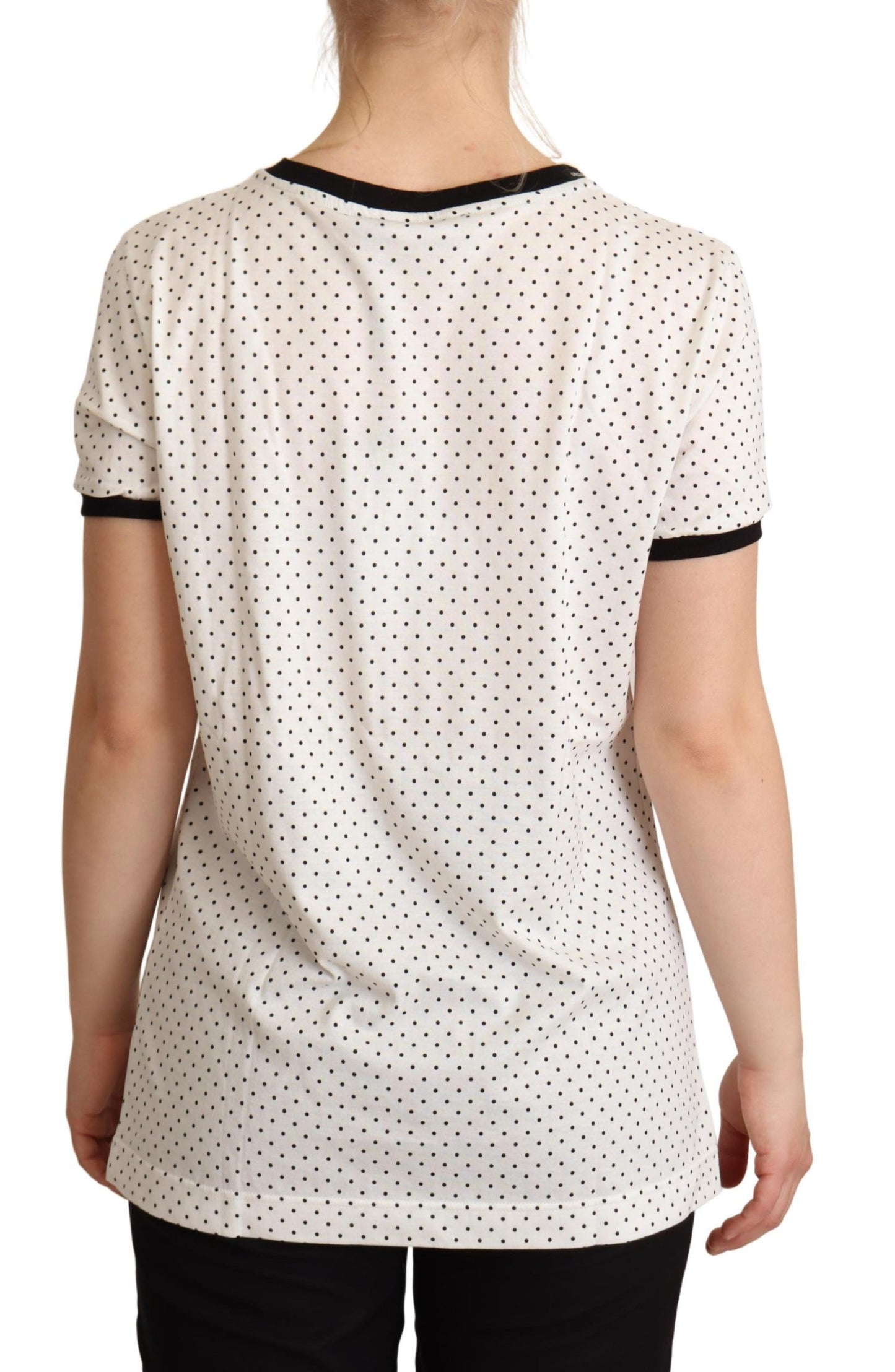 Dolce &amp; Gabbana White Dotted Crewneck Cotton T-shirt