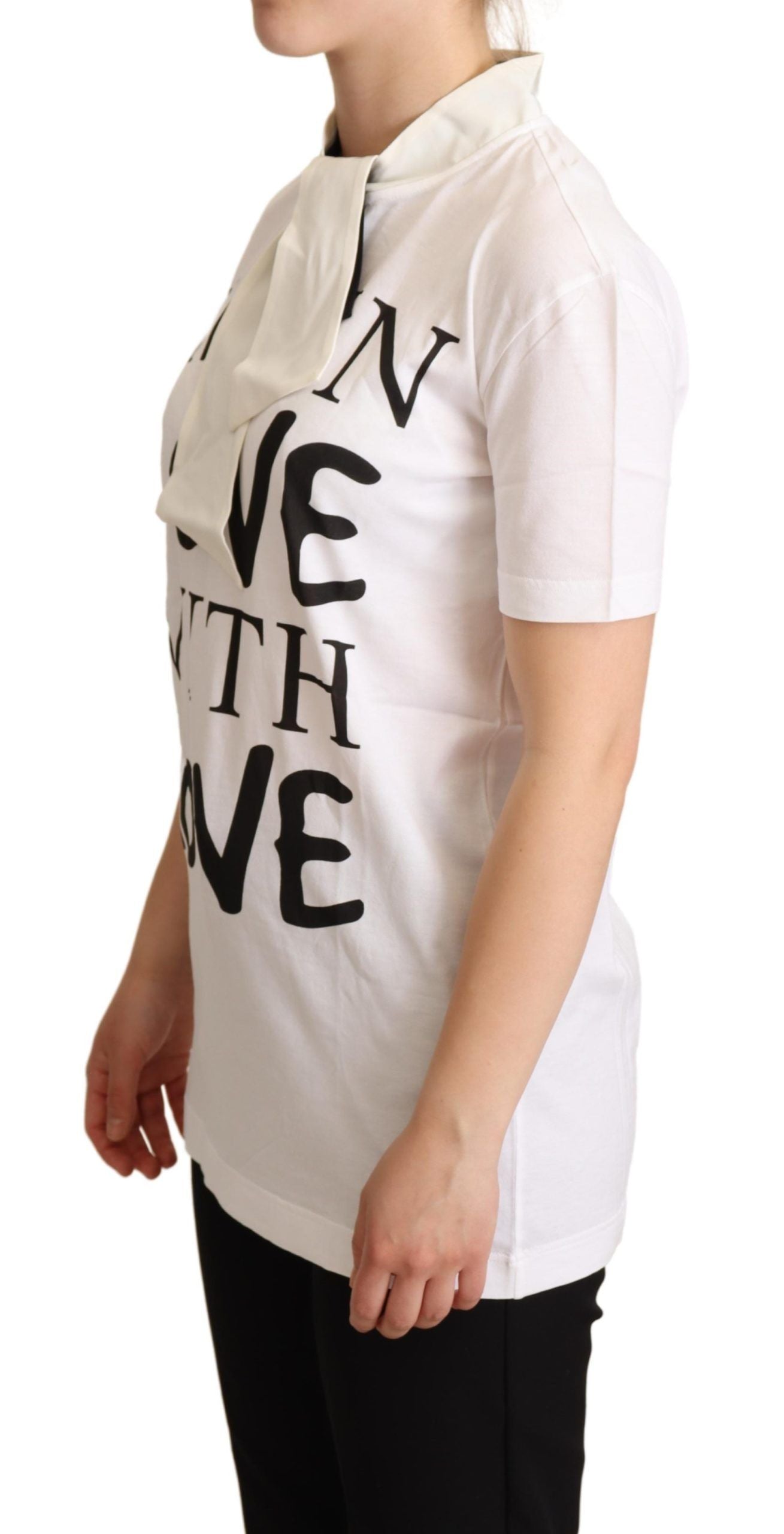 Dolce &amp; Gabbana White Cotton Silk I'm In Love Top T-shirt