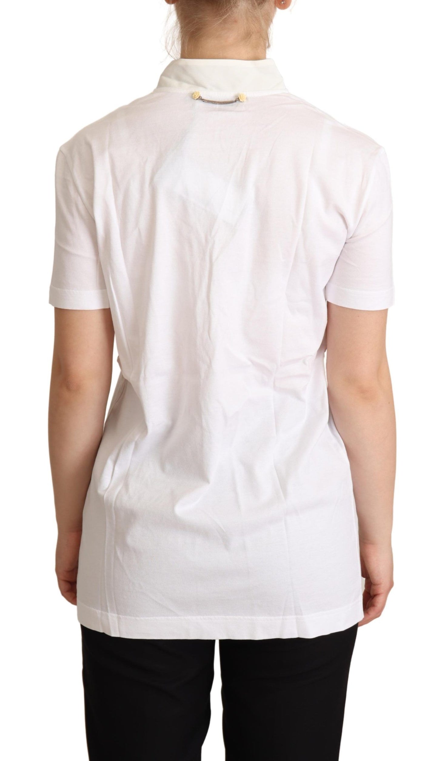 Dolce &amp; Gabbana White Cotton Silk I'm In Love Top T-shirt