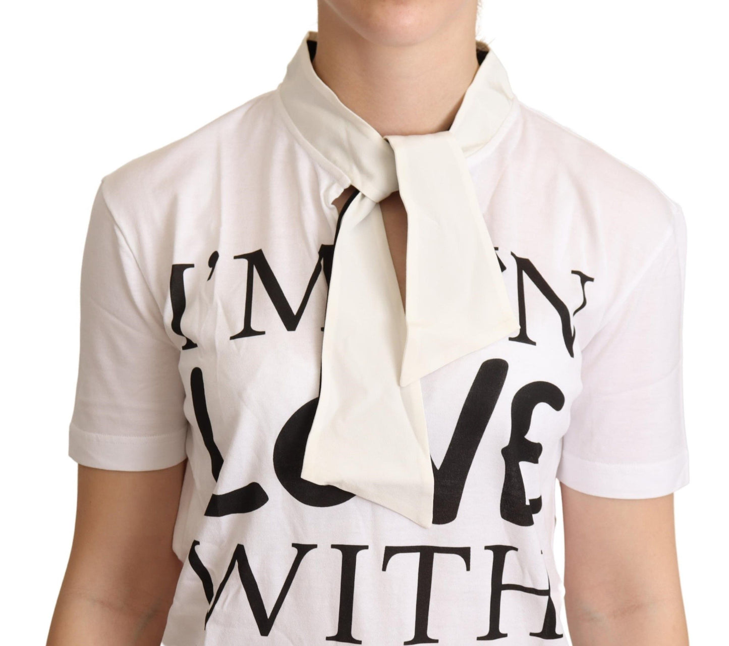 Dolce & Gabbana Chic White Love Motif Silk-Blend Tee