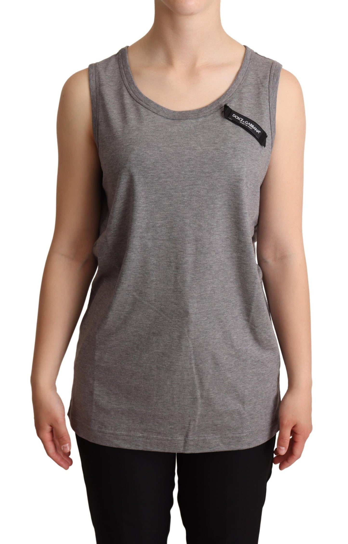 Dolce &amp; Gabbana Grey na walang manggas na Round Neck na Tank Top na T-shirt