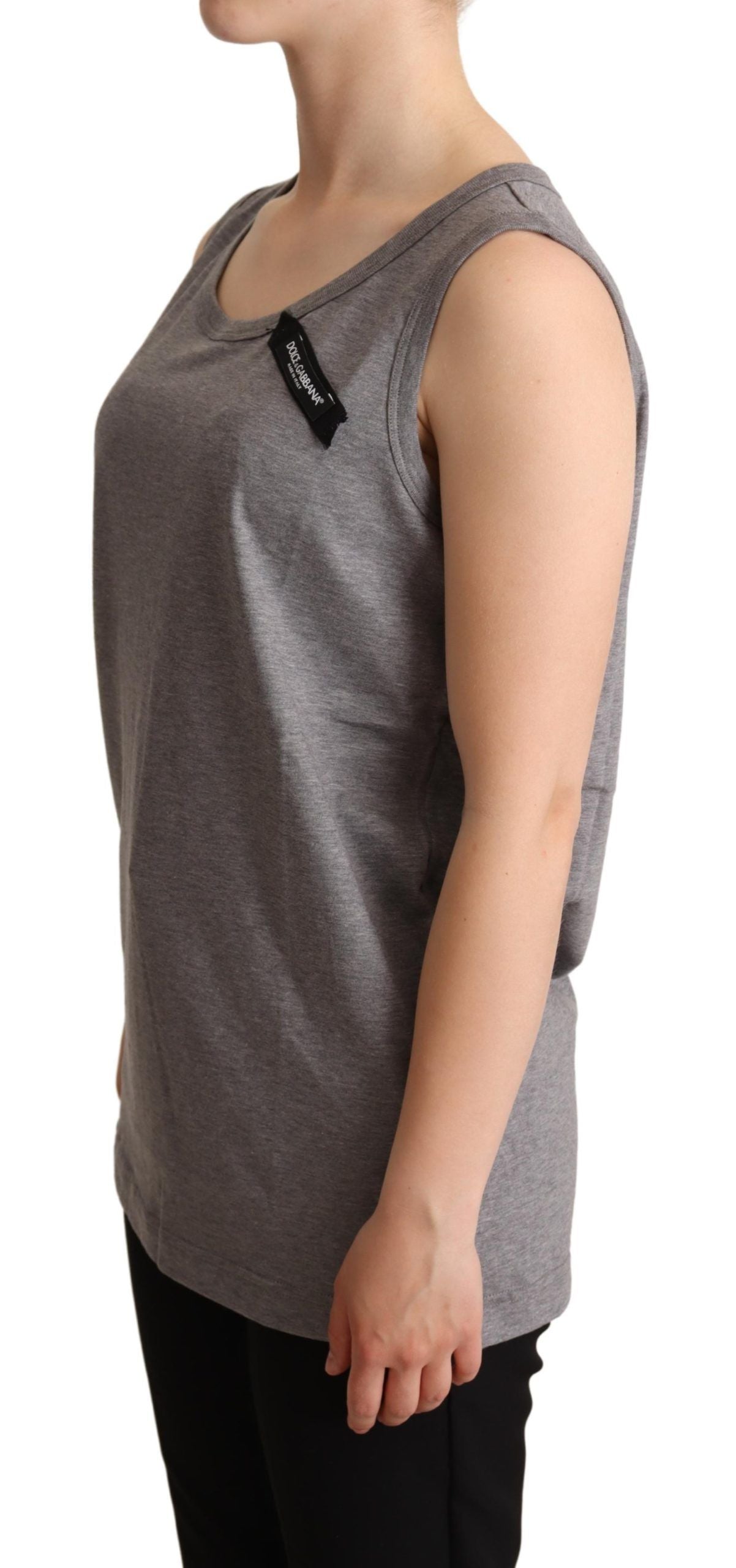 Dolce &amp; Gabbana Grey na walang manggas na Round Neck na Tank Top na T-shirt