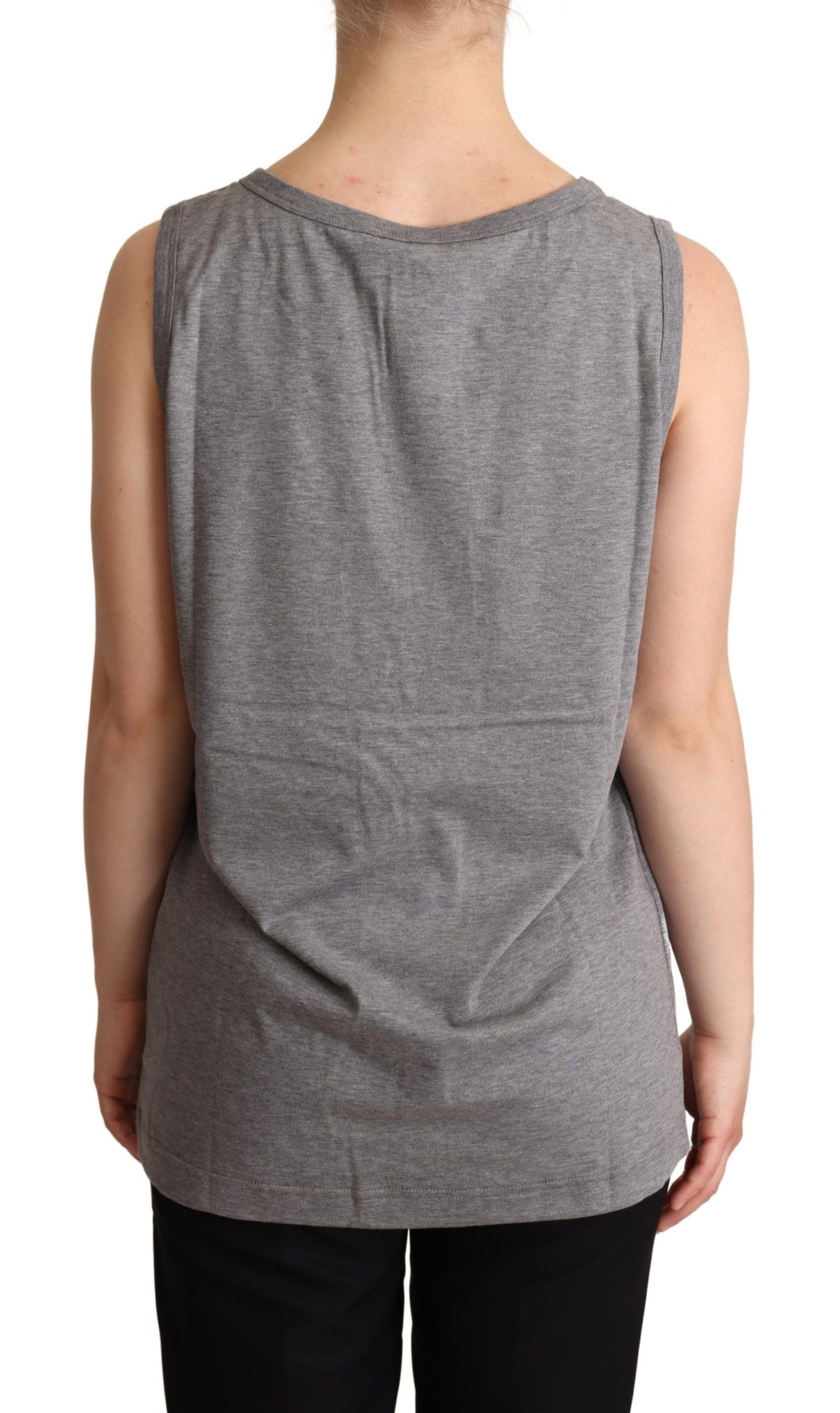 Dolce &amp; Gabbana Grey na walang manggas na Round Neck na Tank Top na T-shirt