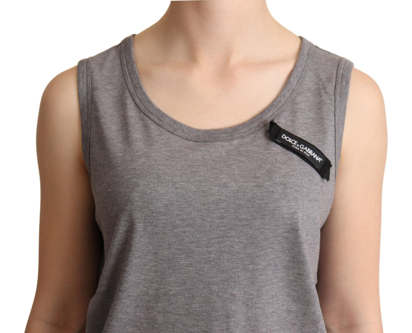 Dolce &amp; Gabbana Grey na walang manggas na Round Neck na Tank Top na T-shirt