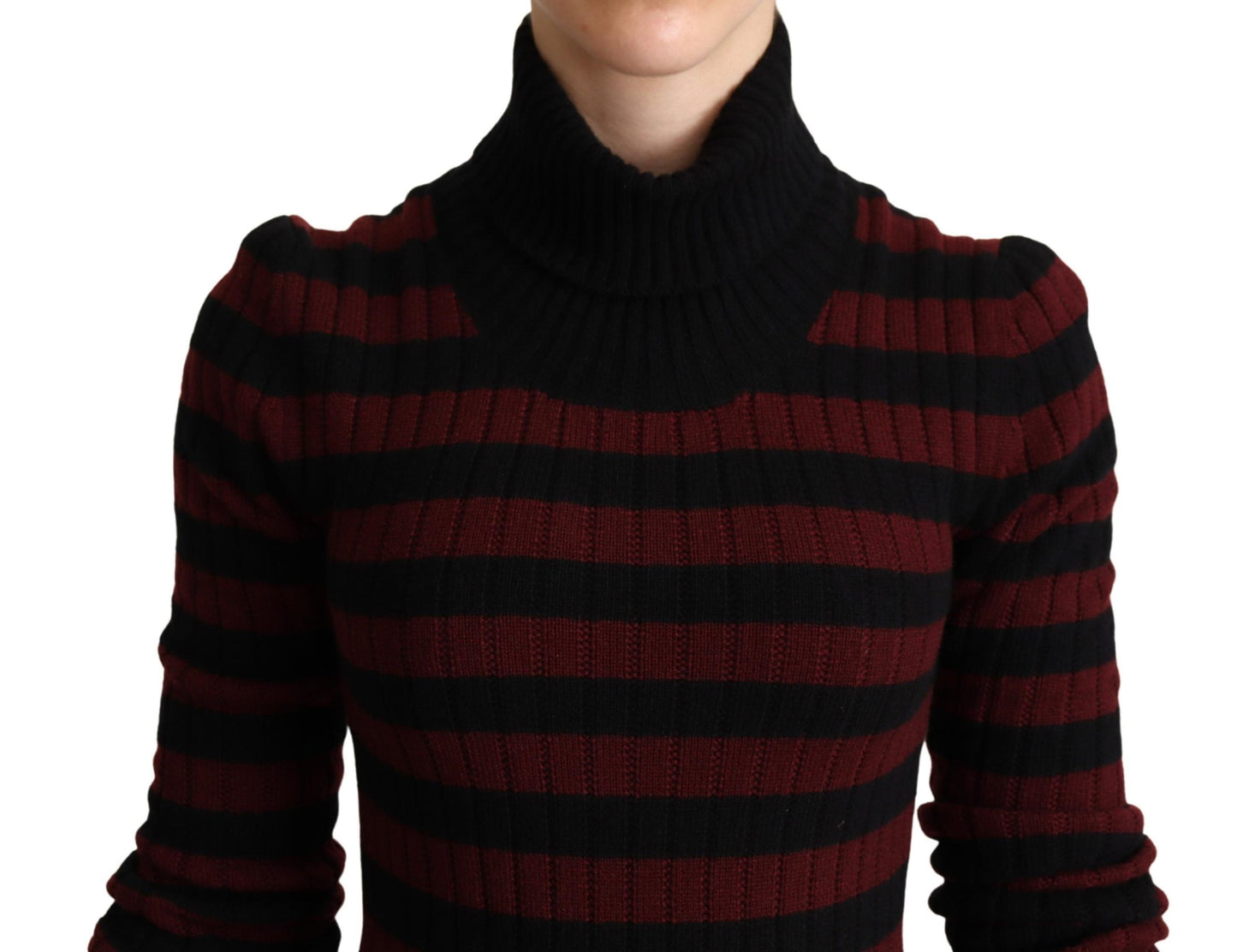 Dolce &amp; Gabbana Black Red Striped Wool Pullover Sweater