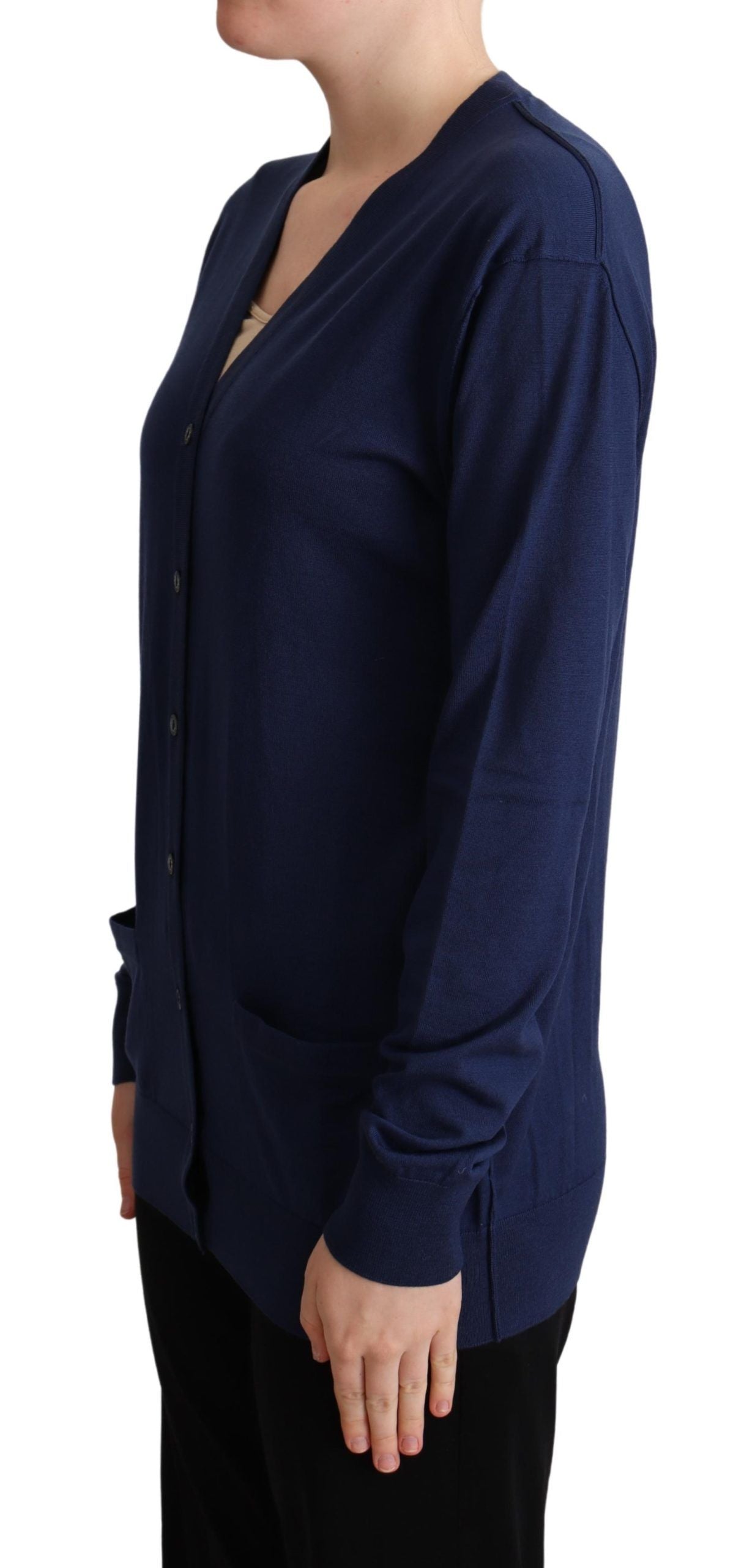 Dolce &amp; Gabbana Blue Virgin Wool Button Down Cardigan Sweater