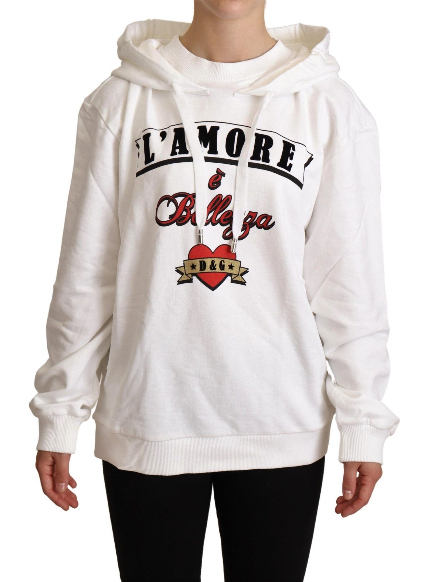 Dolce &amp; Gabbana White L'Amore Hooded Pullover Sweater