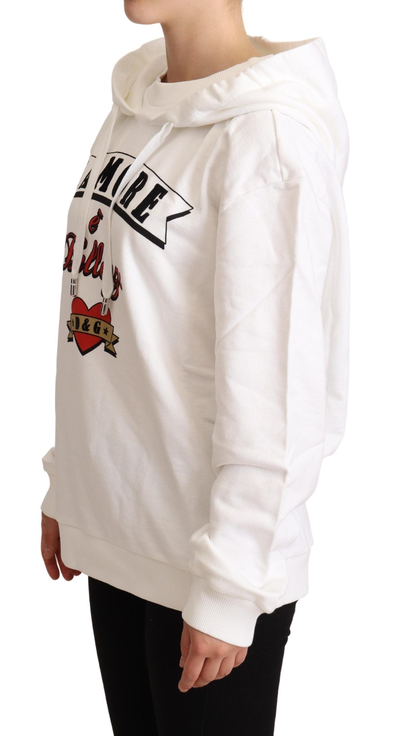 Dolce &amp; Gabbana White L'Amore Hooded Pullover Sweater