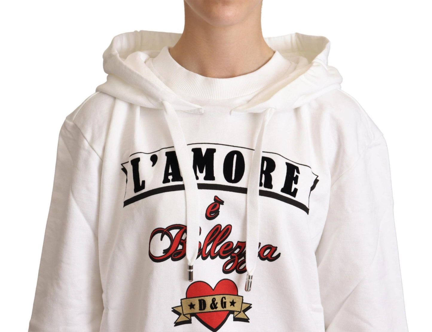 Dolce &amp; Gabbana White L'Amore Hooded Pullover Sweater