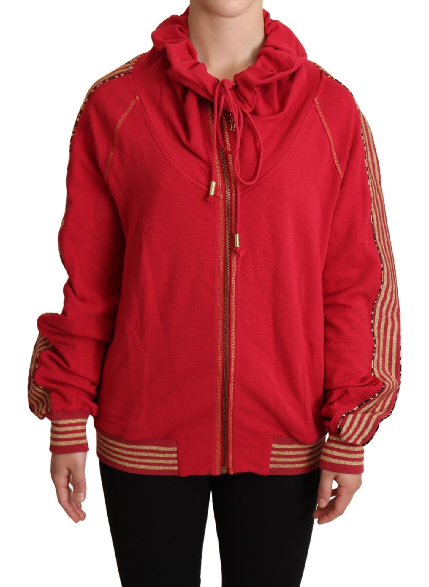 John Galliano Red Full Zip Jacke Sweatshirt Kapuzenpullover