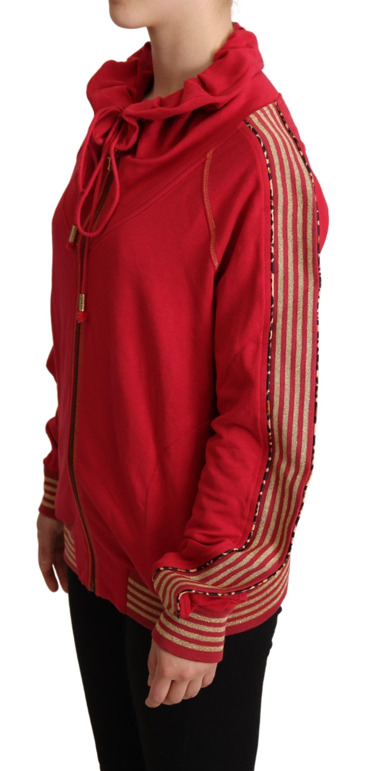 John Galliano Red Full Zip Jacke Sweatshirt Kapuzenpullover