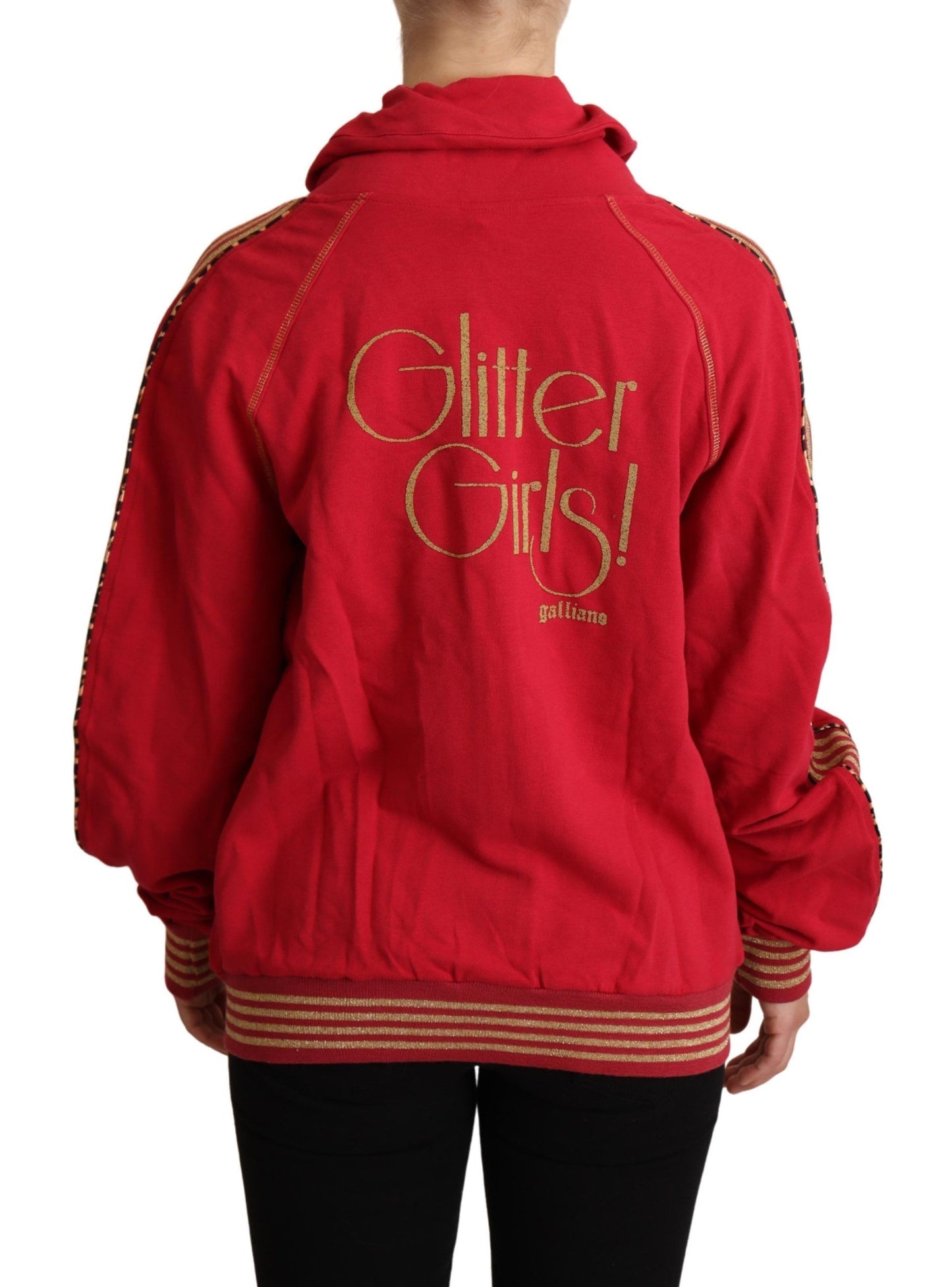 John Galliano Red Full Zip Jacke Sweatshirt Kapuzenpullover