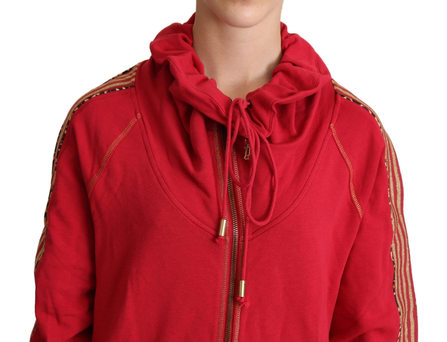 John Galliano Red Full Zip Jacke Sweatshirt Kapuzenpullover