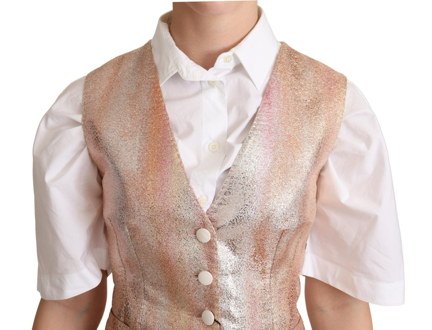 Dolce &amp; Gabbana Pink Waistcoat Stripe Waistcoat Vest Top