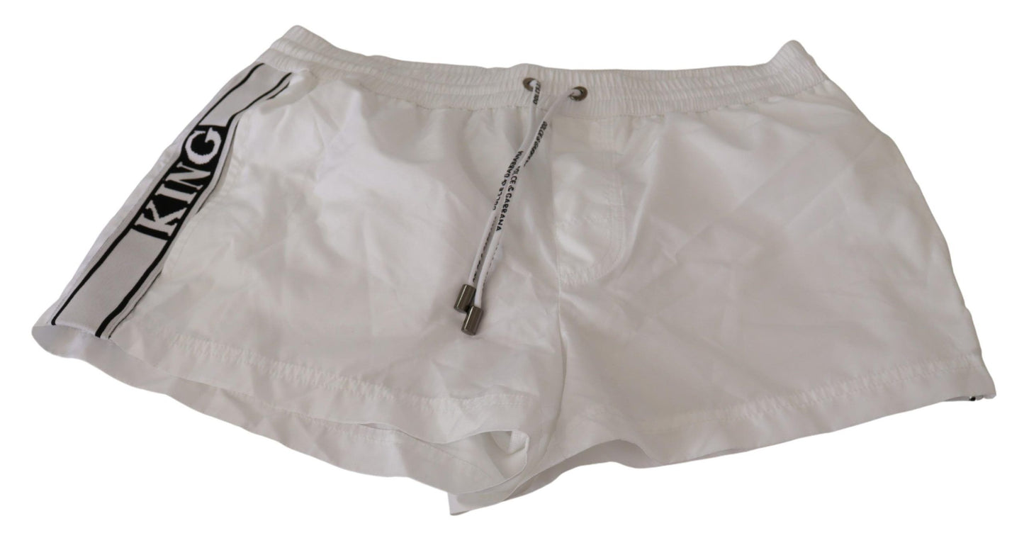 Dolce &amp; Gabbana White King Herren Beachwear Badeshorts