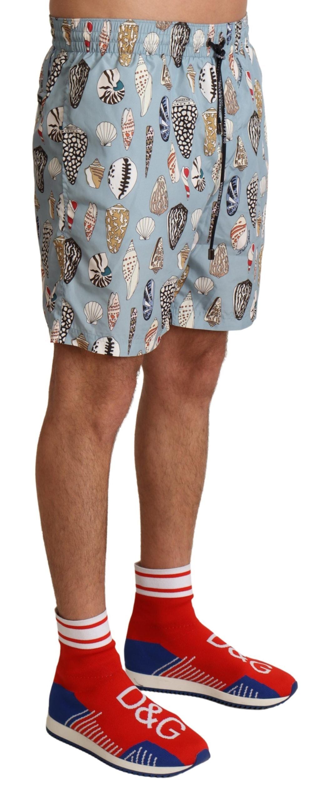 Dolce &amp; Gabbana Blue Seashell Beachwear Badeshorts