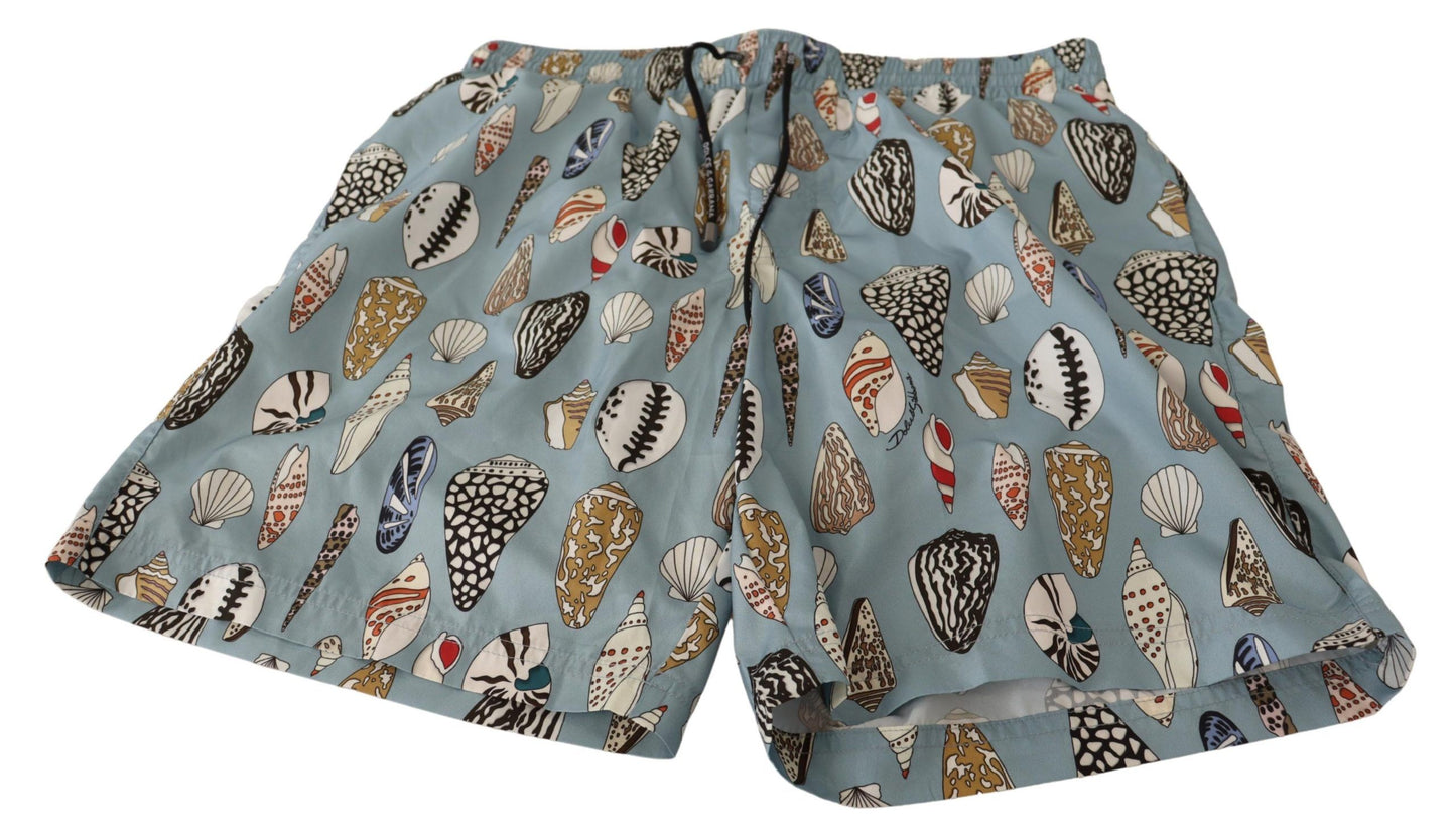 Dolce &amp; Gabbana Blue Seashell Beachwear Badeshorts