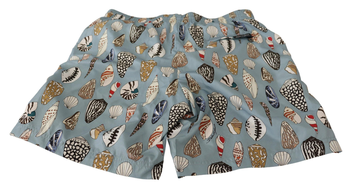 Dolce &amp; Gabbana Blue Seashell Beachwear Badeshorts