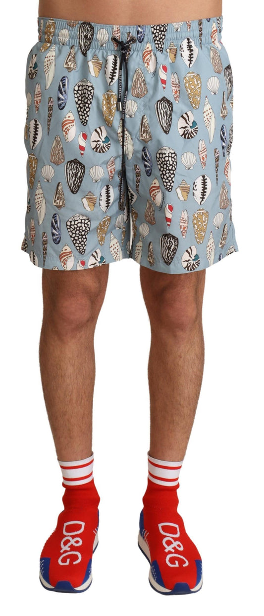 Dolce &amp; Gabbana Blue Seashell Beachwear Swimwear Shorts