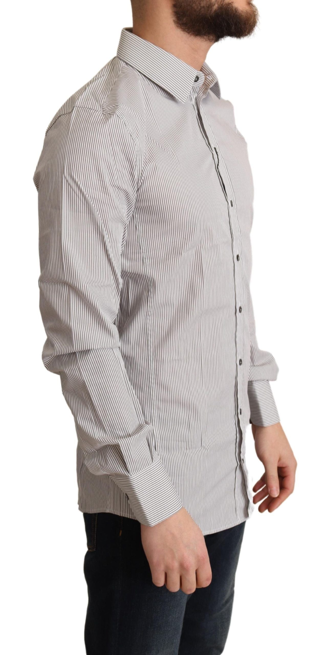 Dolce &amp; Gabbana Grey Cotton Slim Fit Mens SICILY Shirt