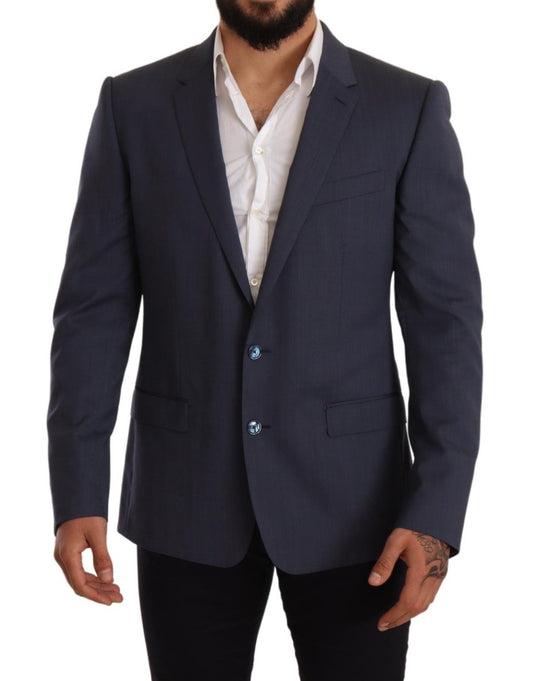 Dolce &amp; Gabbana Slim-Fit-Jackenmantel aus blauer Wolle, MARTINI-Blazer