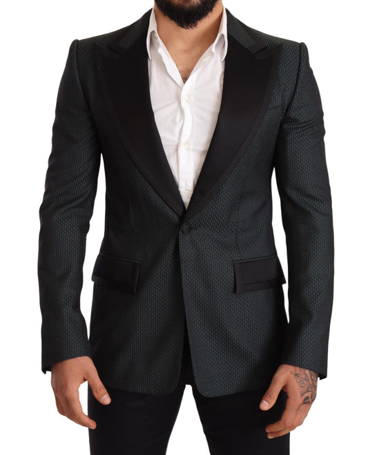 Dolce &amp; Gabbana Schwarz Grün Slim Fit Mantel Jacke Blazer