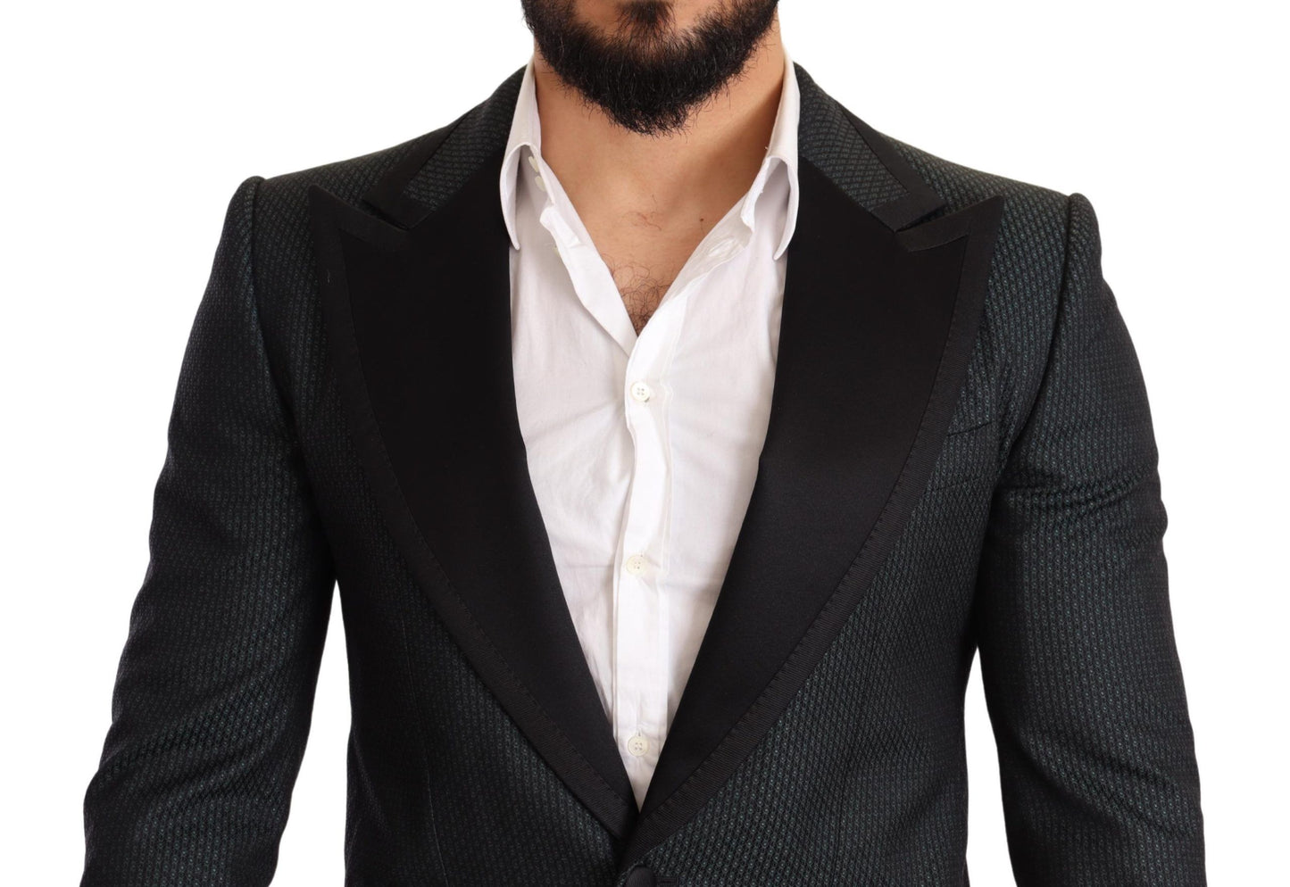 Dolce &amp; Gabbana Schwarz Grün Slim Fit Mantel Jacke Blazer