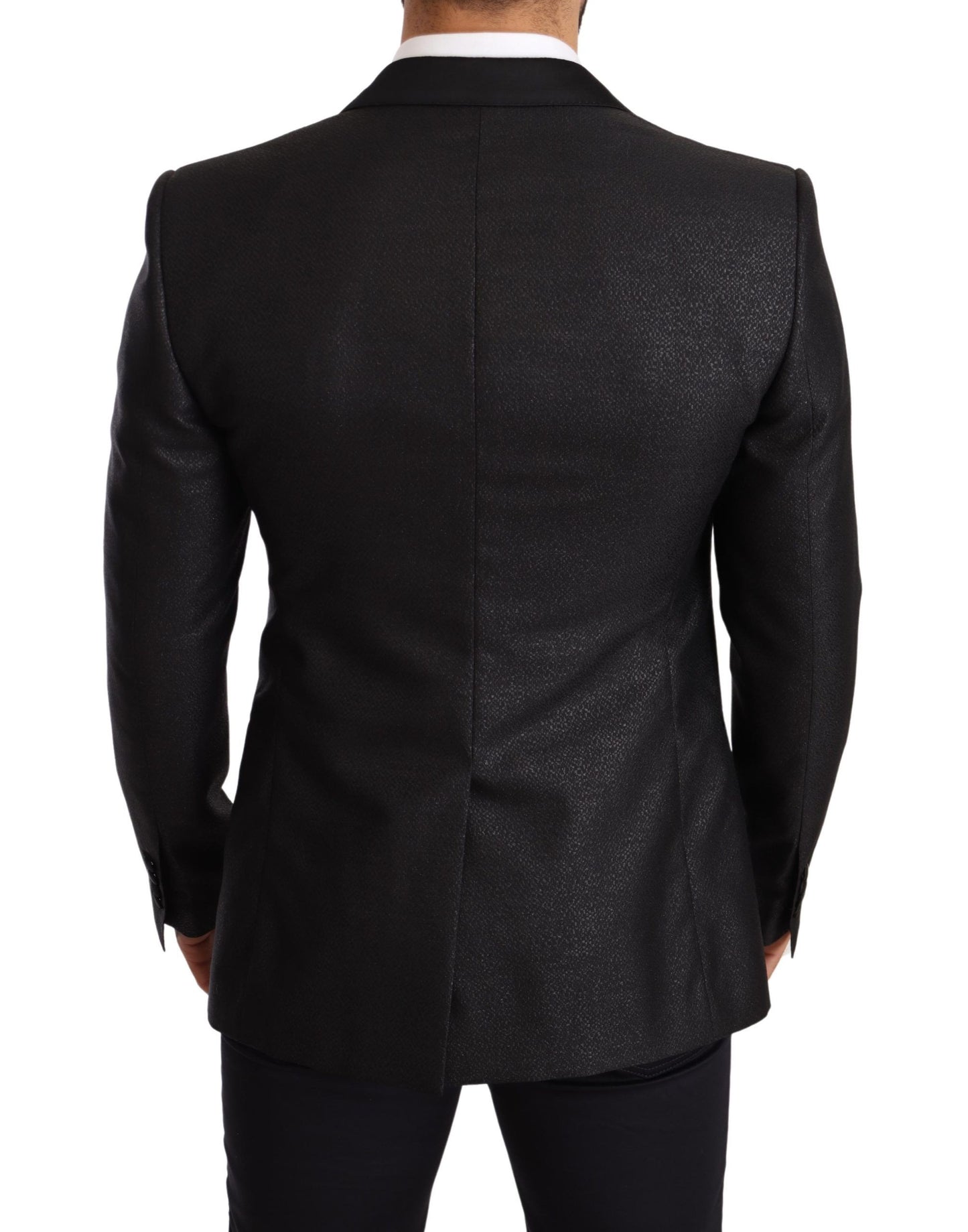 Dolce &amp; Gabbana Black Metallic Slim Jacket Tuxedo Blazer