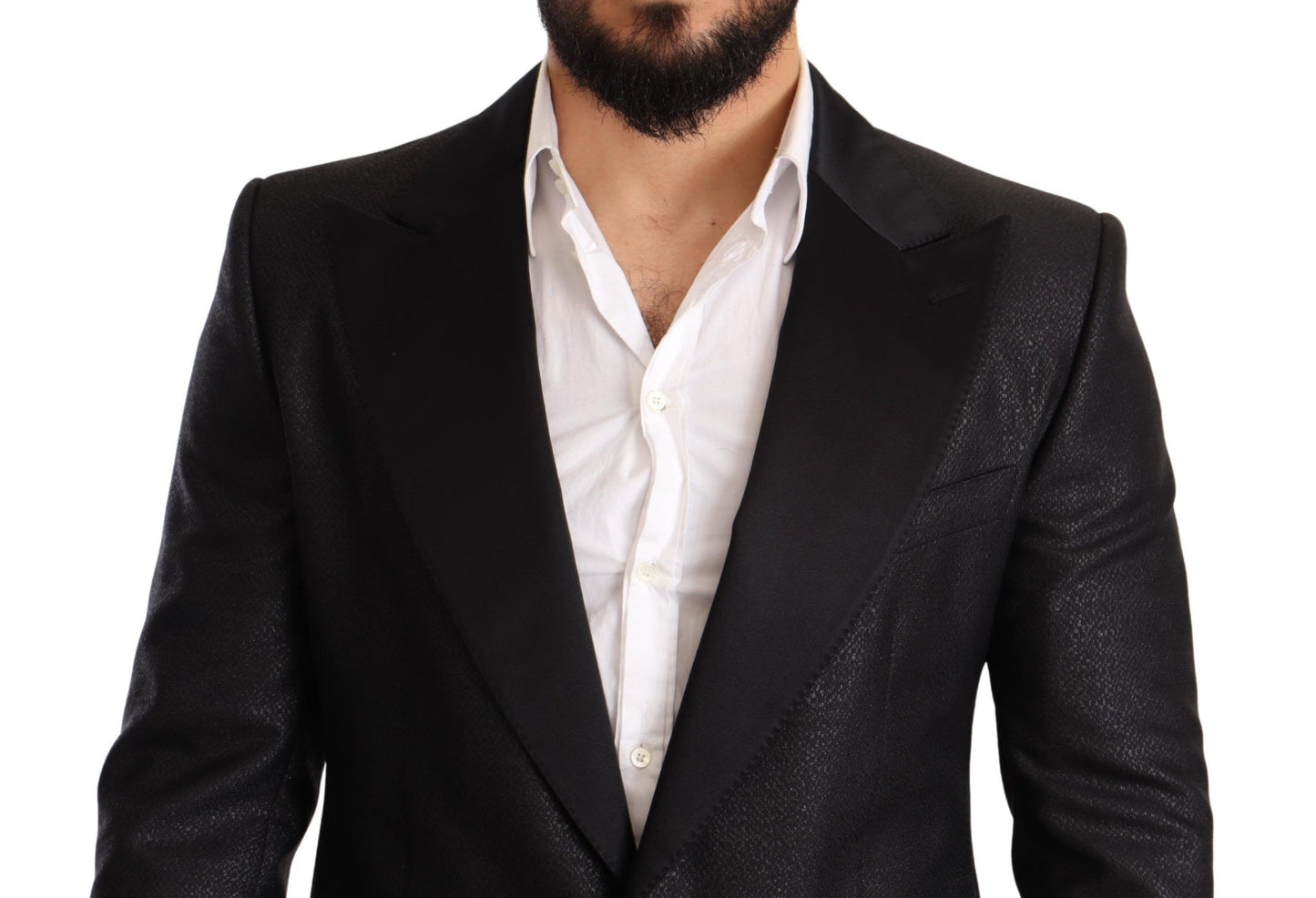 Dolce &amp; Gabbana Black Metallic Slim Jacket Tuxedo Blazer