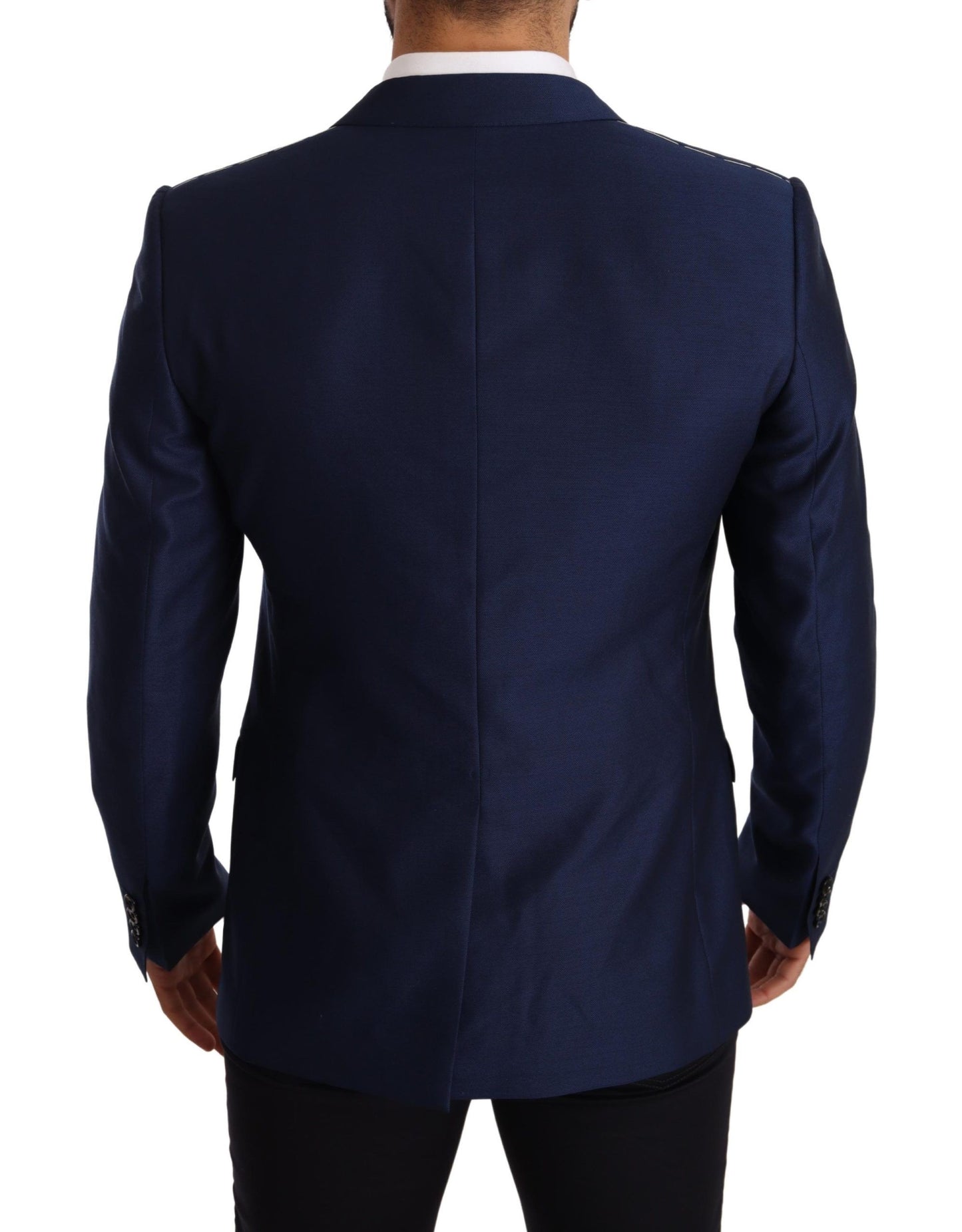 Dolce &amp; Gabbana Blue Wool Slim Fit Mantel MARTINI Blazer